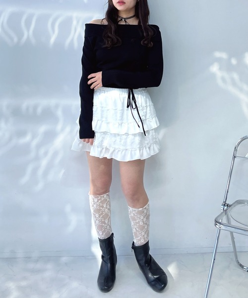 AS KNOW AS plus（アズノゥアズプラス）の「●オフショル風シャーリングデザインプルオーバー（Tシャツ/カットソー・レディース・オフホワイト/ブラック/杢グレー/シルバー・FREE）」の21枚目の写真