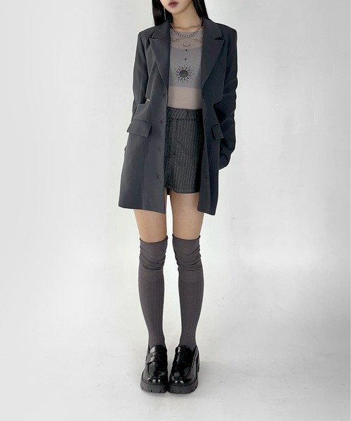 LVEU.（ラブユ.）の「【LVEU.】カットアウトワンピースジャケット / アウター ジャケット オーバー カットアウト レイヤード モード テーラード ブラック グレー（テーラードジャケット・レディース・グレー/ブラック・FREE）」の14枚目の写真