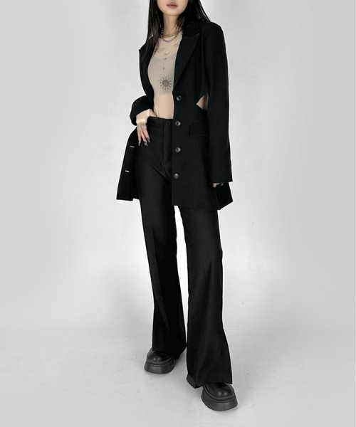 LVEU.（ラブユ.）の「【LVEU.】カットアウトワンピースジャケット / アウター ジャケット オーバー カットアウト レイヤード モード テーラード ブラック グレー（テーラードジャケット・レディース・グレー/ブラック・FREE）」の8枚目の写真