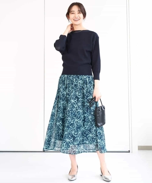 MK MICHEL KLEIN(エムケーミッシェルクラン)の「アイレット柄ドルマン風ニット/洗える(ニット/セーター・レディース・アクア/ホワイト/レッド系/ネイビー/ライトブラウン・38)」の10枚目の写真