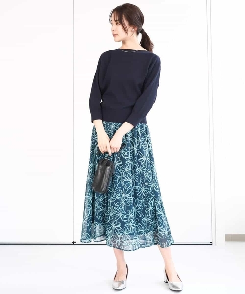 MK MICHEL KLEIN(エムケーミッシェルクラン)の「アイレット柄ドルマン風ニット/洗える(ニット/セーター・レディース・アクア/ホワイト/レッド系/ネイビー/ライトブラウン・38)」の11枚目の写真
