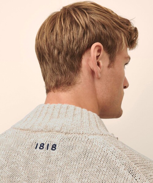 BROOKS BROTHERS(ブルックスブラザーズ)の「コットン/リネン マリナーストライプ モックネックカーディガン(カーディガン/ボレロ・メンズ・オートミール・MEDIUM/LARGE/X-LARGE/SMALL)」の4枚目の写真