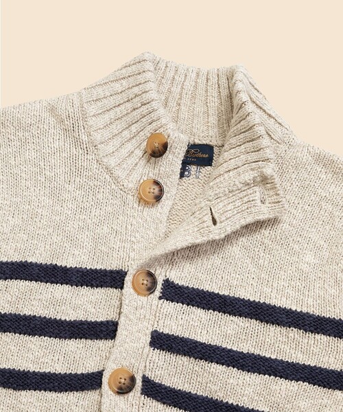 BROOKS BROTHERS(ブルックスブラザーズ)の「コットン/リネン マリナーストライプ モックネックカーディガン(カーディガン/ボレロ・メンズ・オートミール・MEDIUM/LARGE/X-LARGE/SMALL)」の9枚目の写真