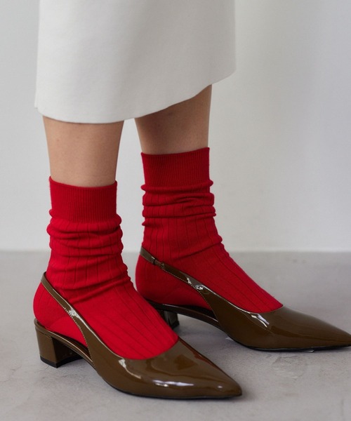 BARNYARDSTORM（バンヤードストーム）の「BARNYARDSTORM /  BYDリブソックス（ソックス/靴下・レディース・レッド/ライトグレー/オフホワイト・FREE）」の3枚目の写真