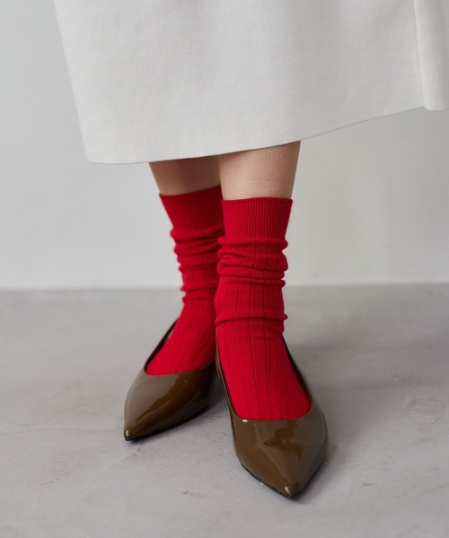 BARNYARDSTORM（バンヤードストーム）の「BARNYARDSTORM /  BYDリブソックス（ソックス/靴下・レディース・レッド/ライトグレー/オフホワイト・FREE）」の5枚目の写真