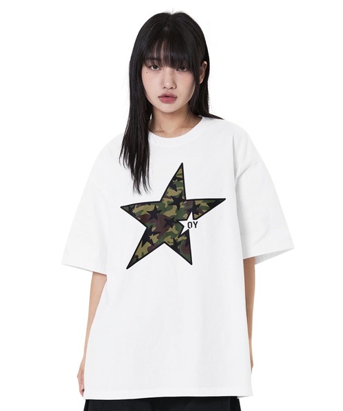 ★OY★CAMO STAR TEE - WHITE★正規品/韓国直送料込/人気 OY/オーワイ』 CAMO STAR TEE/カモスター半袖Tシャツ（Tシャツ