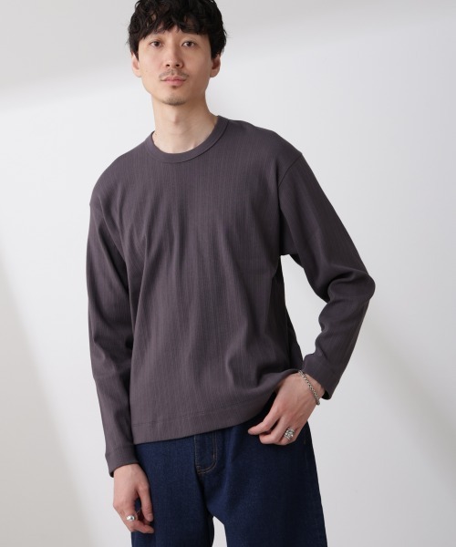 NANO universe(ナノユニバース)の「ランダムフライスロングスリーブTシャツ 長袖(Tシャツ/カットソー・メンズ・ベージュ系その他/チャコール・M/L)」の1枚目の写真