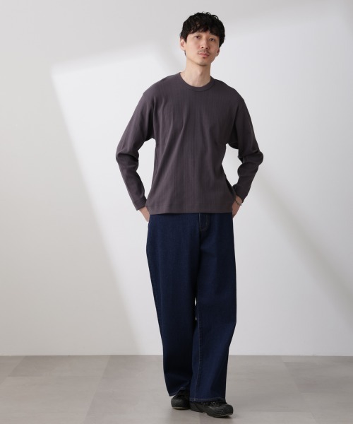 NANO universe(ナノユニバース)の「ランダムフライスロングスリーブTシャツ 長袖(Tシャツ/カットソー・メンズ・ベージュ系その他/チャコール・M/L)」の6枚目の写真