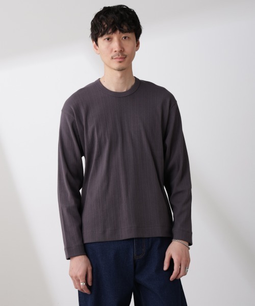 NANO universe(ナノユニバース)の「ランダムフライスロングスリーブTシャツ 長袖(Tシャツ/カットソー・メンズ・ベージュ系その他/チャコール・M/L)」の3枚目の写真