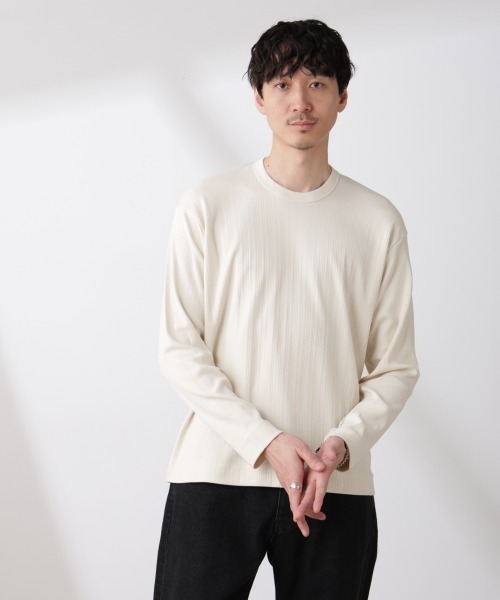 NANO universe(ナノユニバース)の「ランダムフライスロングスリーブTシャツ 長袖(Tシャツ/カットソー・メンズ・ベージュ系その他/チャコール・M/L)」の10枚目の写真