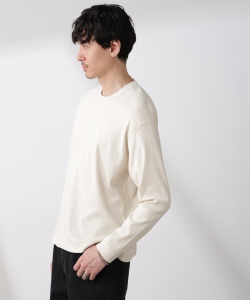 NANO universe(ナノユニバース)の「ランダムフライスロングスリーブTシャツ 長袖(Tシャツ/カットソー・メンズ・ベージュ系その他/チャコール・M/L)」の11枚目の写真