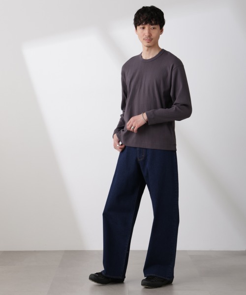 NANO universe(ナノユニバース)の「ランダムフライスロングスリーブTシャツ 長袖(Tシャツ/カットソー・メンズ・ベージュ系その他/チャコール・M/L)」の7枚目の写真