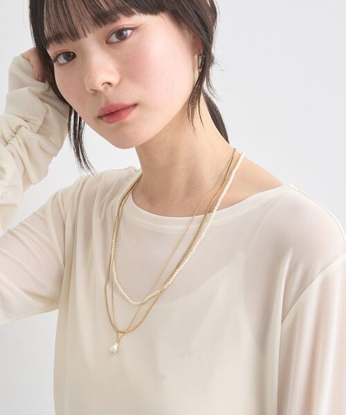 earth music&ecology（アースミュージックアンドエコロジー）の「SET2点パールネックレス+2連チェーンネックレス（ネックレス・レディース・ゴールド/シルバー・FREE）」の3枚目の写真