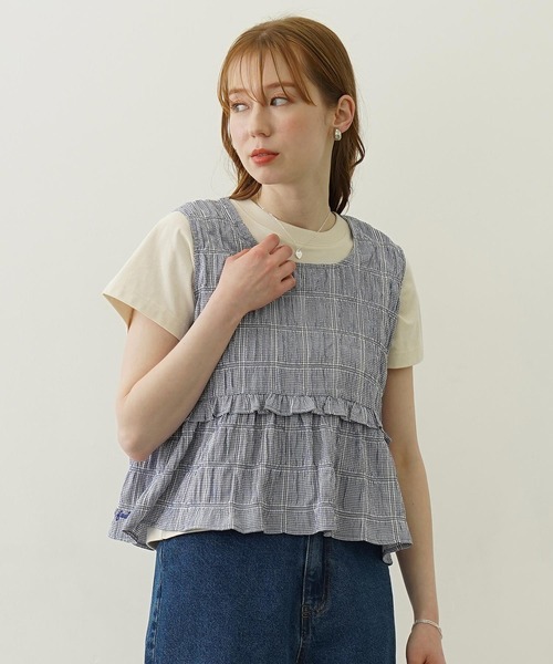 MILKFED.(ミルクフェド)の「RIBBON FRILL TANK TOP(タンクトップ・レディース・ライトパープル/ブルー/ブラック・ONE SIZE)」の1枚目の写真
