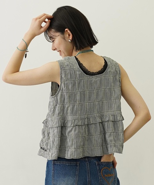 MILKFED.(ミルクフェド)の「RIBBON FRILL TANK TOP(タンクトップ・レディース・ライトパープル/ブルー/ブラック・ONE SIZE)」の6枚目の写真