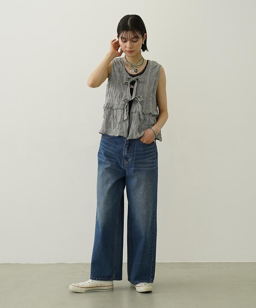 MILKFED.(ミルクフェド)の「RIBBON FRILL TANK TOP(タンクトップ・レディース・ライトパープル/ブルー/ブラック・ONE SIZE)」の8枚目の写真