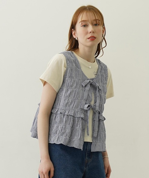 MILKFED.(ミルクフェド)の「RIBBON FRILL TANK TOP(タンクトップ・レディース・ライトパープル/ブルー/ブラック・ONE SIZE)」の12枚目の写真