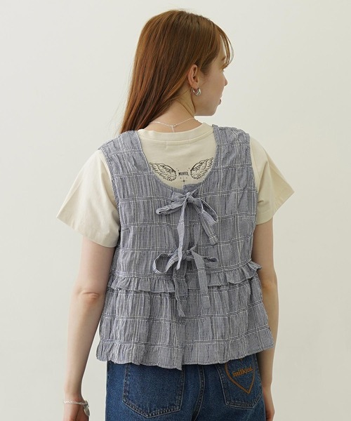 MILKFED.(ミルクフェド)の「RIBBON FRILL TANK TOP(タンクトップ・レディース・ライトパープル/ブルー/ブラック・ONE SIZE)」の14枚目の写真
