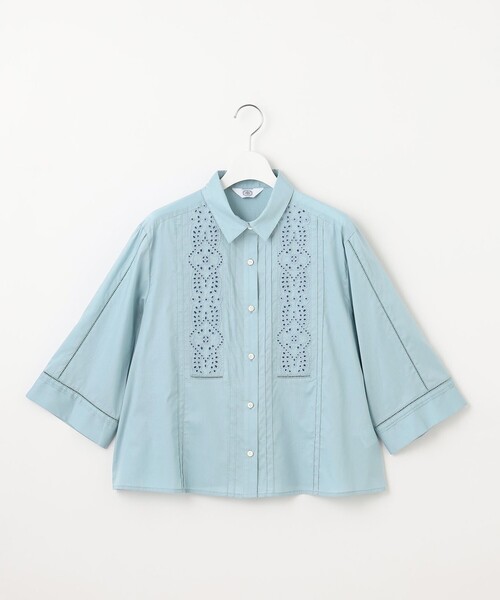 J.PRESS（ジェイプレス）の「【洗える】セルロースライト刺繍  シャツ ブラウス（シャツ/ブラウス・レディース・ライトグレー系/ピンク系/ダルブルー系/ホワイト系・9/11）」の8枚目の写真