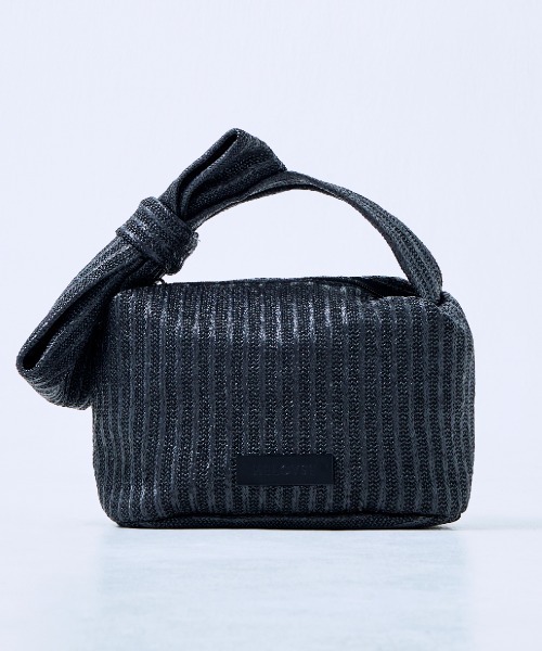 HELOYSE(エロイーズ)の「RIBBON POUCH RAFFIA(ハンドバッグ・レディース・ベージュ/ブラック・FREE)」の3枚目の写真