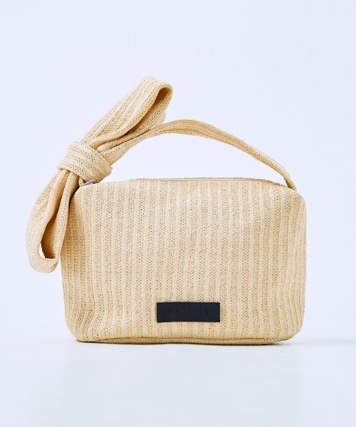 HELOYSE(エロイーズ)の「RIBBON POUCH RAFFIA(ハンドバッグ・レディース・ベージュ/ブラック・FREE)」の6枚目の写真