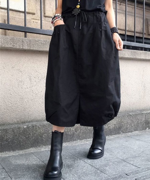 SallyLunn（サリーラン）の「【選べる5カラー/M～XLサイズ展開♪】裾ゴムAラインミディ丈スカート（スカート・レディース・ブラック/ベージュ/ネイビー/グレー/オリーブ・MEDIUM/LARGE/X-LARGE）」の10枚目の写真