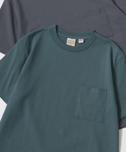 Goodwear（グッドウェア）の「Goodwear/グッドウェア USAコットン 吸水速乾 接触冷感 無地 ポケット クルーネック 半袖Tシャツ/レディース メンズ（Tシャツ/カットソー・メンズ・グレー/ブラック/ネイビー/グリーン/ホワイト・M/L/XL）」の5枚目の写真