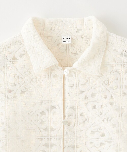 CITEN（シテン）の「＜CITEN＞レースハーフスリーブシャツ（シャツ/ブラウス・レディース・ブラック/オフホワイト・FREE）」の12枚目の写真