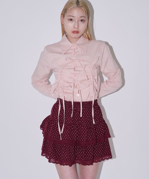 ドット フリル キュロット ミニスカート