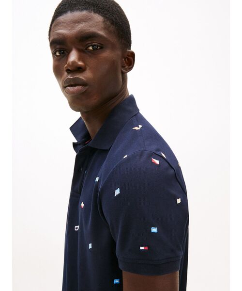 TOMMY HILFIGER（トミーヒルフィガー）の「クリッターレギュラーポロシャツ（ポロシャツ・メンズ・ホワイト/ネイビー・MEDIUM/LARGE/X-LARGE/SMALL）」の3枚目の写真