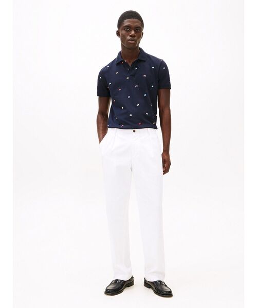 TOMMY HILFIGER（トミーヒルフィガー）の「クリッターレギュラーポロシャツ（ポロシャツ・メンズ・ホワイト/ネイビー・MEDIUM/LARGE/X-LARGE/SMALL）」の4枚目の写真
