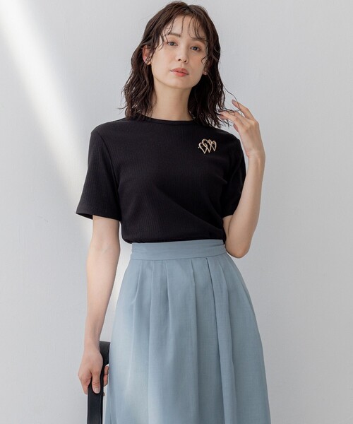 組曲(クミキョク)の「ベーシックリブ Tシャツ(Tシャツ/カットソー・レディース・ブラック系/ブラック系1/アイボリー系・2/3)」の2枚目の写真