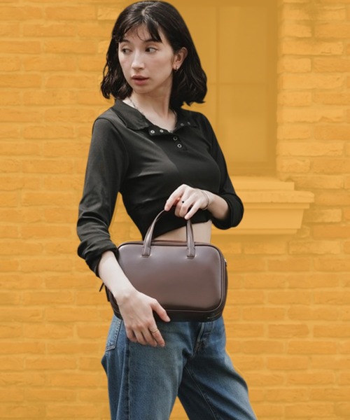 ROH SEOUL(ローソウル)の「ROH SEOUL/ローソウル MEDIUM TIN SQUARE TOTE BAG トートバッグ ショルダーバッグ 2WAY ショルダー着脱可能 スクエア 無地 定番 ベーシック シンプル きれいめ 通勤 オフィスカジュアル レディース 2026年 秋 秋服 冬 冬服(ショルダーバッグ・レディース・キャメル/ブラック/ベージュ/ダークブラウン・FREE)」の2枚目の写真