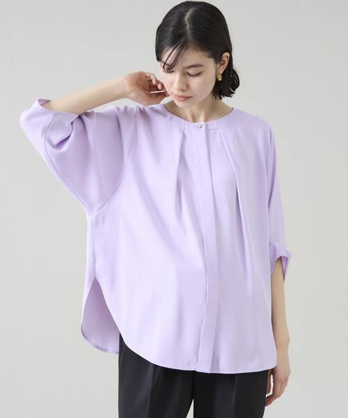 Tiara(ティアラ)の「《WEB限定カラーあり》2wayドルマンスリーブブラウス(シャツ/ブラウス・レディース・サックスブルー/ホワイト/ラベンダー/アイボリー/グレイッシュベージュ/ブラック・FREE)」の8枚目の写真