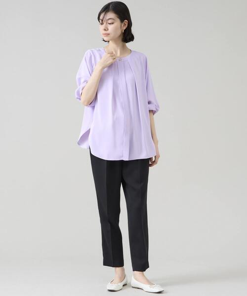 Tiara(ティアラ)の「《WEB限定カラーあり》2wayドルマンスリーブブラウス(シャツ/ブラウス・レディース・サックスブルー/ホワイト/ラベンダー/アイボリー/グレイッシュベージュ/ブラック・FREE)」の9枚目の写真