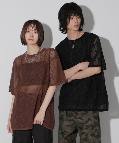 Anui（アニュイ）の「【UNISEX】フラワージャガードスポンジプルオーバー（Tシャツ/カットソー・レディース・ブラック/ブラウン・MEDIUM）」の3枚目の写真