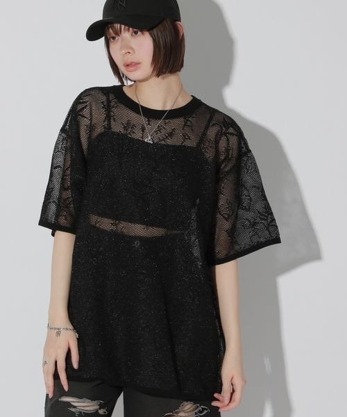 Anui（アニュイ）の「【UNISEX】フラワージャガードスポンジプルオーバー（Tシャツ/カットソー・レディース・ブラック/ブラウン・MEDIUM）」の5枚目の写真