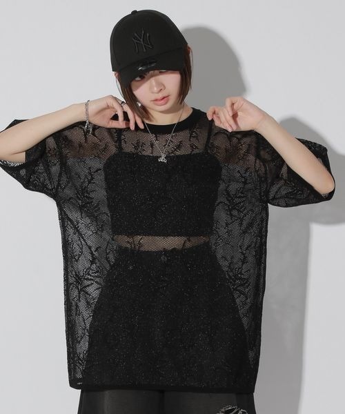 Anui（アニュイ）の「【UNISEX】フラワージャガードスポンジプルオーバー（Tシャツ/カットソー・レディース・ブラック/ブラウン・MEDIUM）」の6枚目の写真