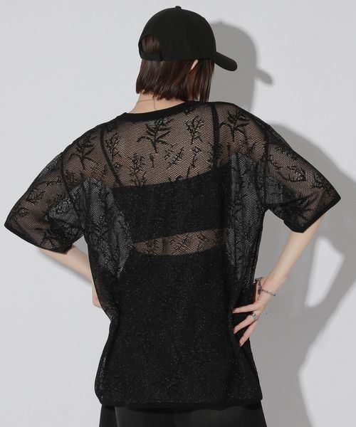 Anui（アニュイ）の「【UNISEX】フラワージャガードスポンジプルオーバー（Tシャツ/カットソー・レディース・ブラック/ブラウン・MEDIUM）」の7枚目の写真