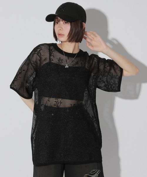 Anui（アニュイ）の「【UNISEX】フラワージャガードスポンジプルオーバー（Tシャツ/カットソー・レディース・ブラック/ブラウン・MEDIUM）」の8枚目の写真