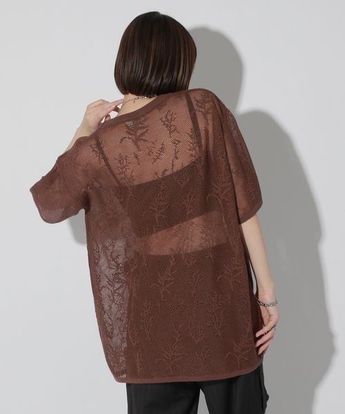 Anui（アニュイ）の「【UNISEX】フラワージャガードスポンジプルオーバー（Tシャツ/カットソー・レディース・ブラック/ブラウン・MEDIUM）」の18枚目の写真