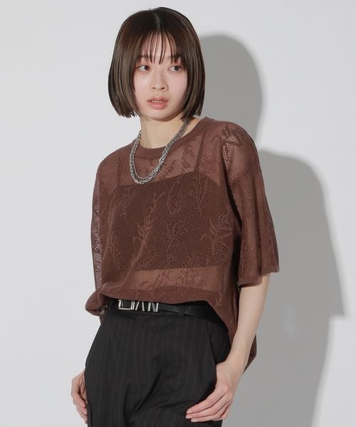 Anui（アニュイ）の「【UNISEX】フラワージャガードスポンジプルオーバー（Tシャツ/カットソー・レディース・ブラック/ブラウン・MEDIUM）」の19枚目の写真