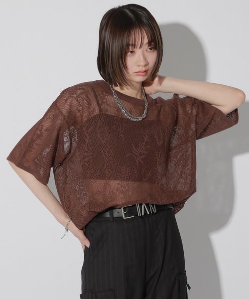 Anui（アニュイ）の「【UNISEX】フラワージャガードスポンジプルオーバー（Tシャツ/カットソー・レディース・ブラック/ブラウン・MEDIUM）」の20枚目の写真