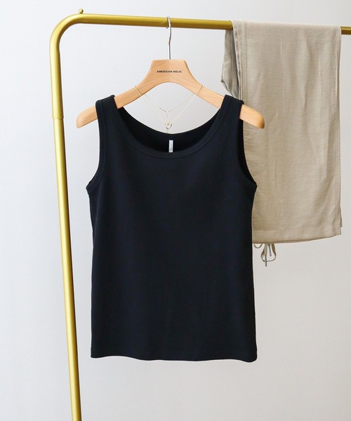AMERICAN HOLIC（アメリカンホリック）の「抗菌防臭テレコタンクトップ（タンクトップ・レディース・モカ/グレイッシュベージュ/ブラック/アイボリー・M/L）」の3枚目の写真