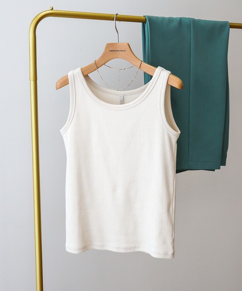 AMERICAN HOLIC（アメリカンホリック）の「抗菌防臭テレコタンクトップ（タンクトップ・レディース・モカ/グレイッシュベージュ/ブラック/アイボリー・M/L）」の6枚目の写真