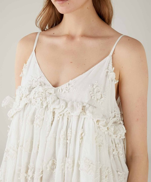 【crinkle crinkle crinkle】3D camisole crinkle crinkle crinkle】3D embroidery camisole/3D刺繍