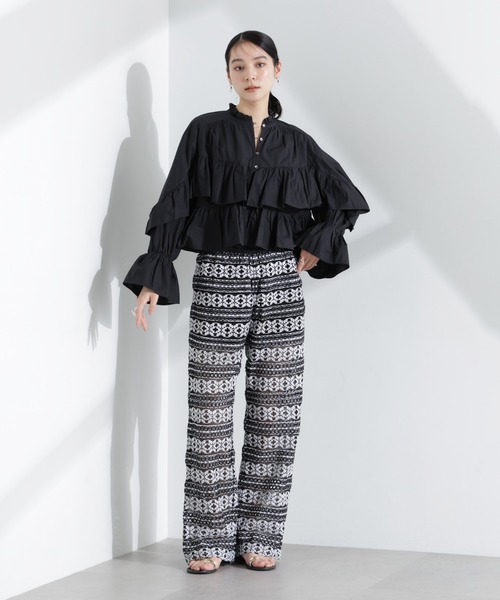 sara mallika（サラ マリカ）の「Sara mallika/COTTON BORDER LACE PANTS（その他パンツ・レディース・ブラック・M）」の2枚目の写真