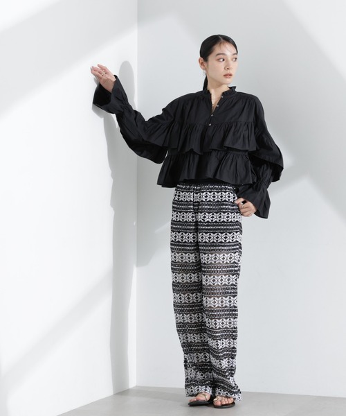 sara mallika（サラ マリカ）の「Sara mallika/COTTON BORDER LACE PANTS（その他パンツ・レディース・ブラック・M）」の4枚目の写真