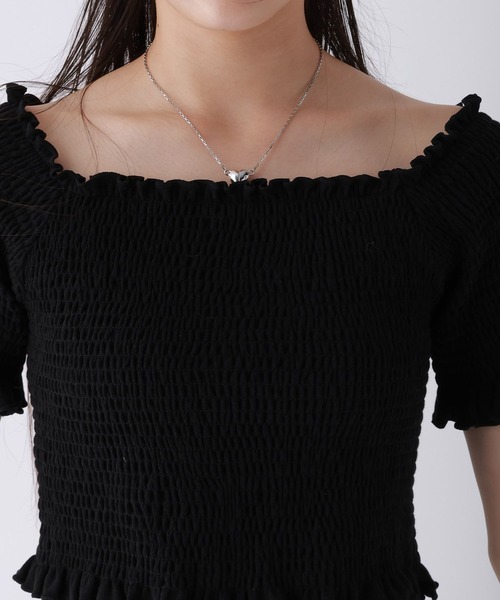 repipi armario（レピピ アルマリオ）の「【2WAY】シャーリングショートトップス（Tシャツ/カットソー・キッズ・ピンク/ホワイト/ブラック・LARGE/MEDIUM/SMALL）」の15枚目の写真