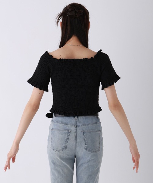 repipi armario（レピピ アルマリオ）の「【2WAY】シャーリングショートトップス（Tシャツ/カットソー・キッズ・ピンク/ホワイト/ブラック・LARGE/MEDIUM/SMALL）」の13枚目の写真